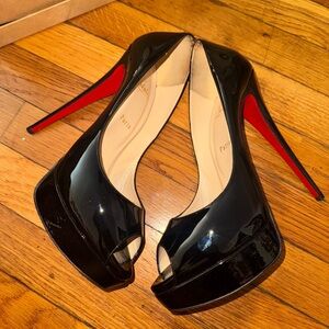 Christian Louboutin Lady Peep 150 Black Patent Leather Heels | Size 42 (US 11)